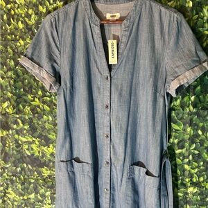 Old Navy Light Blue Chambray Dress Medium
